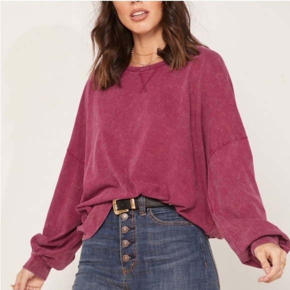 Free People Sweaters - FREE PEOPLE Burnout Oversized Long Sleeve Sweater